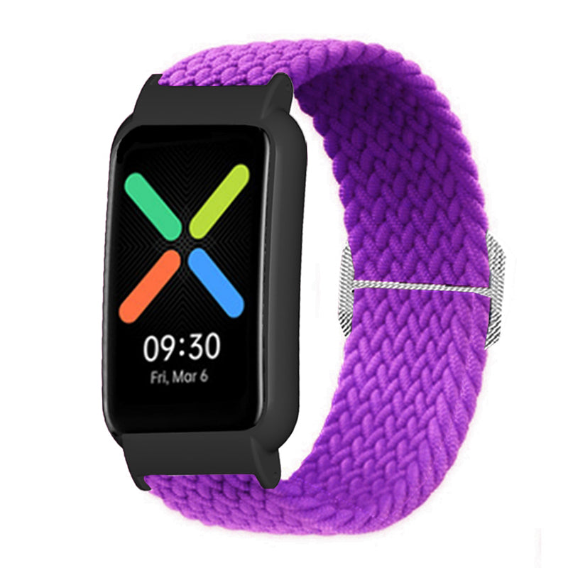 Nylon Knitted Elastic Watch Band for Oppo Watch Free, Replacement Wrist Strap with Watch Case