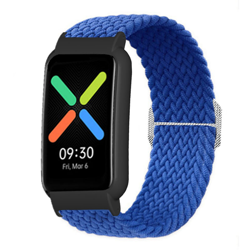 Nylon Knitted Elastic Watch Band for Oppo Watch Free, Replacement Wrist Strap with Watch Case