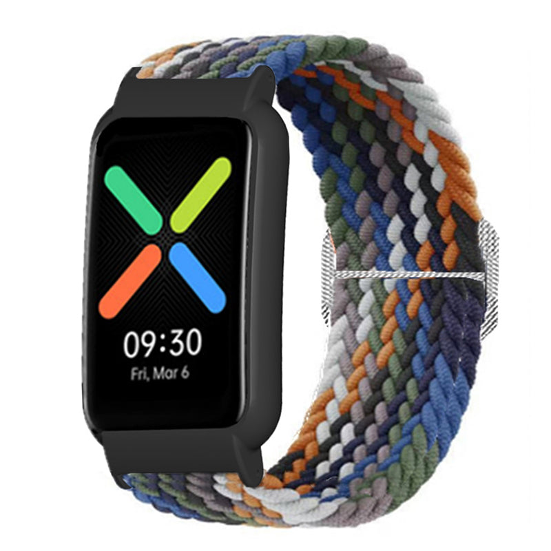 Nylon Knitted Elastic Watch Band for Oppo Watch Free, Replacement Wrist Strap with Watch Case
