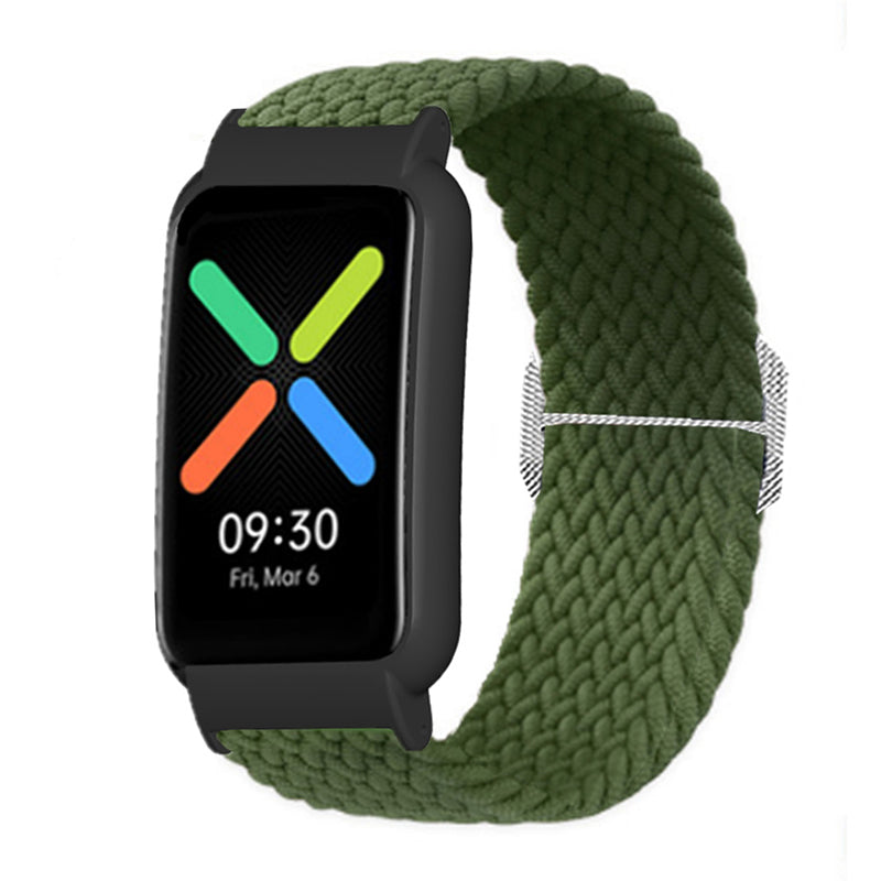 Nylon Knitted Elastic Watch Band for Oppo Watch Free, Replacement Wrist Strap with Watch Case