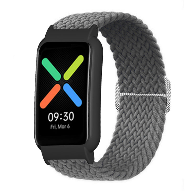 Nylon Knitted Elastic Watch Band for Oppo Watch Free, Replacement Wrist Strap with Watch Case