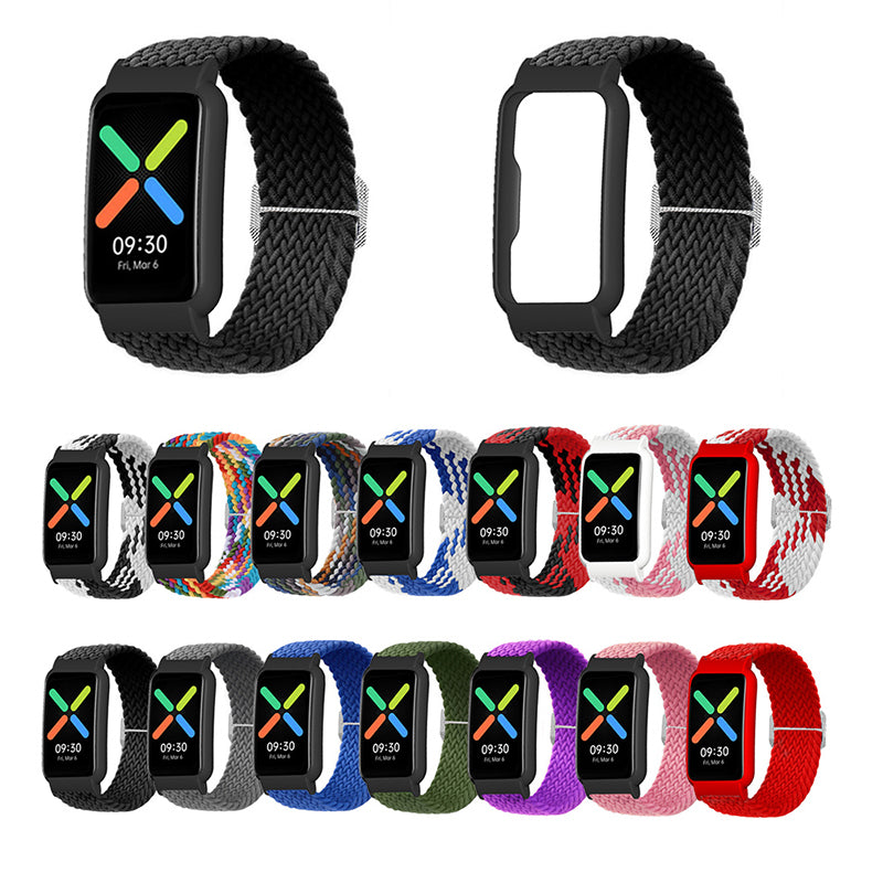Nylon Knitted Elastic Watch Band for Oppo Watch Free, Replacement Wrist Strap with Watch Case