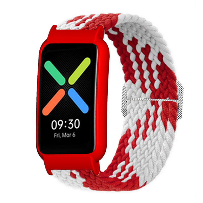 Nylon Knitted Elastic Watch Band for Oppo Watch Free, Replacement Wrist Strap with Watch Case