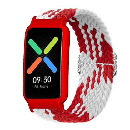 Nylon Knitted Elastic Watch Band for Oppo Watch Free, Replacement Wrist Strap with Watch Case