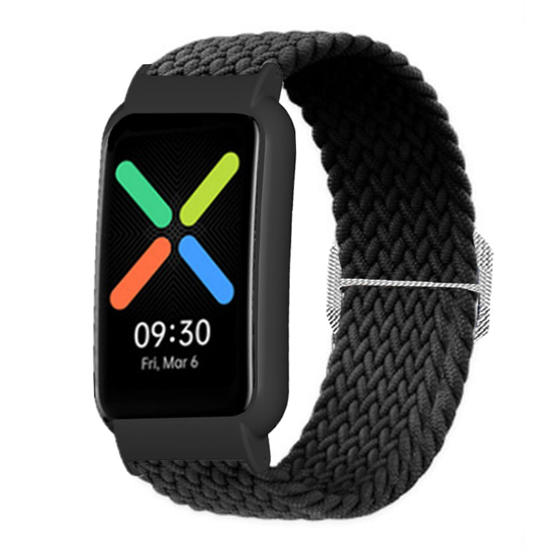 Nylon Knitted Elastic Watch Band for Oppo Watch Free, Replacement Wrist Strap with Watch Case