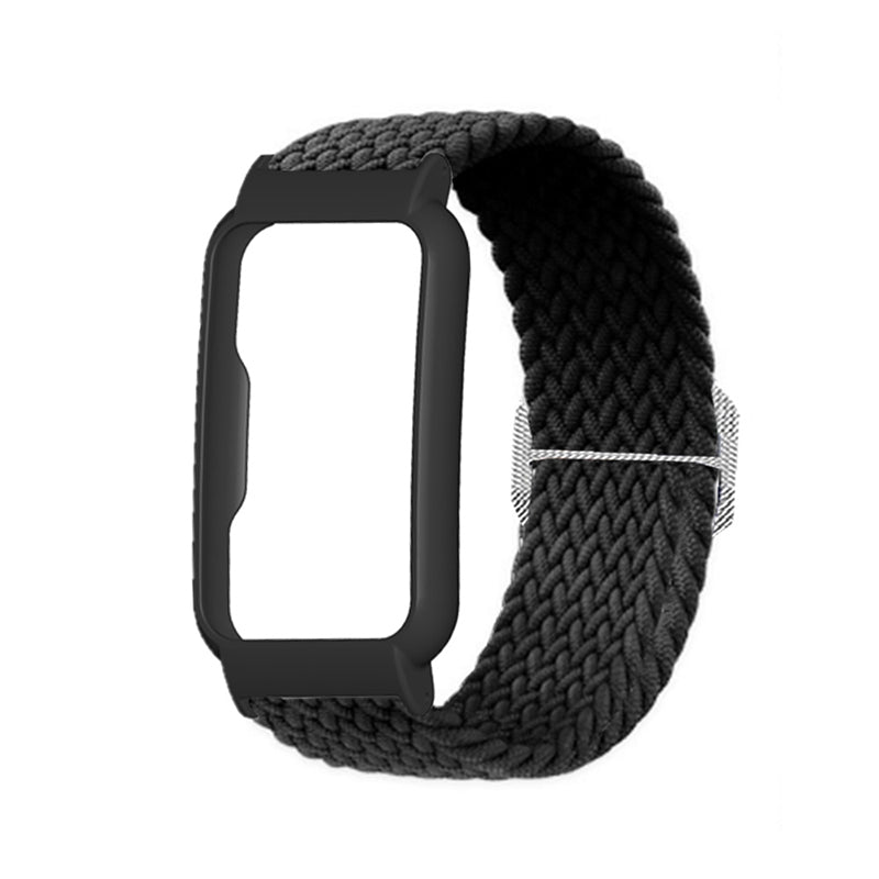 Nylon Knitted Elastic Watch Band for Oppo Watch Free, Replacement Wrist Strap with Watch Case