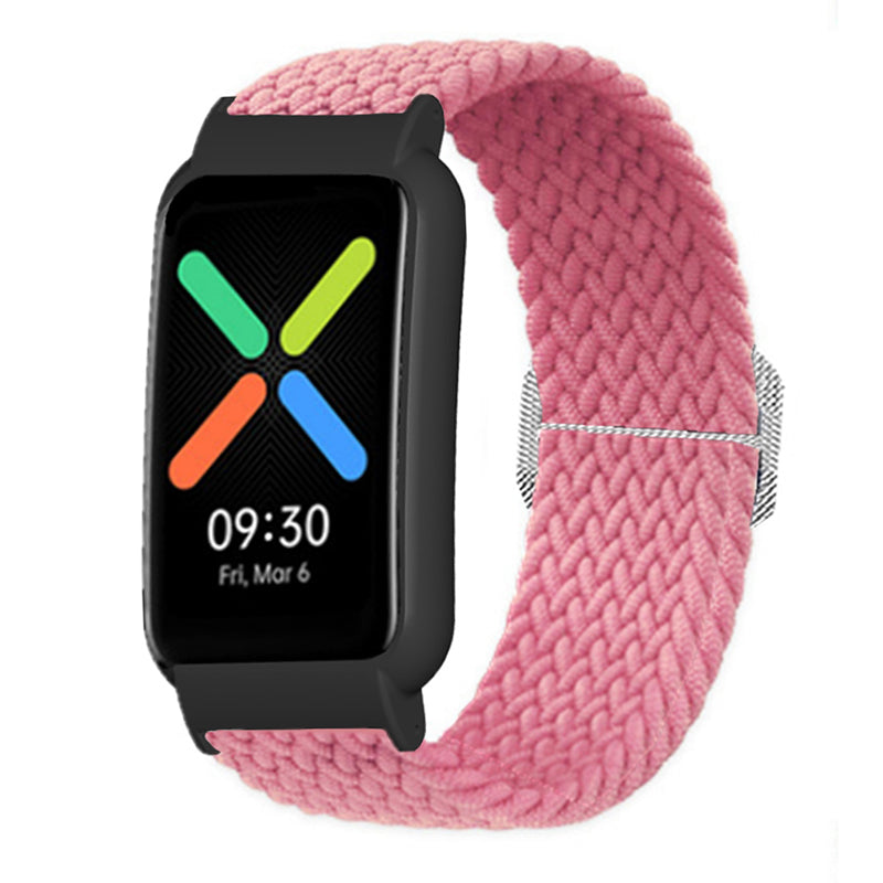 Nylon Knitted Elastic Watch Band for Oppo Watch Free, Replacement Wrist Strap with Watch Case