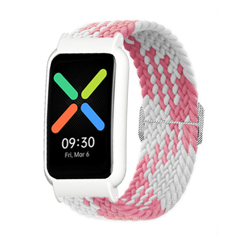 Nylon Knitted Elastic Watch Band for Oppo Watch Free, Replacement Wrist Strap with Watch Case