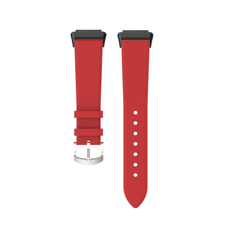 For Huawei Band 7 Genuine Leather Watch Band Replacement Strap with Metal Silver Buckle