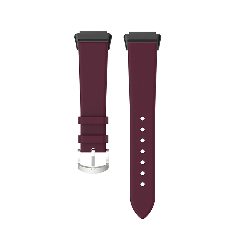 For Huawei Band 7 Genuine Leather Watch Band Replacement Strap with Metal Silver Buckle