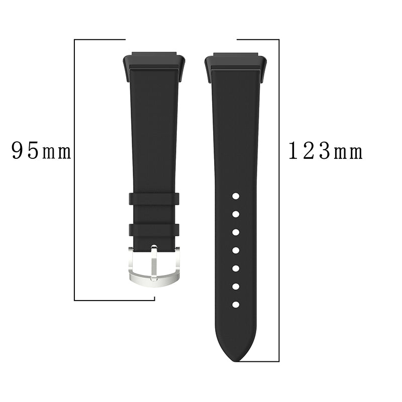 For Huawei Band 7 Genuine Leather Watch Band Replacement Strap with Metal Silver Buckle