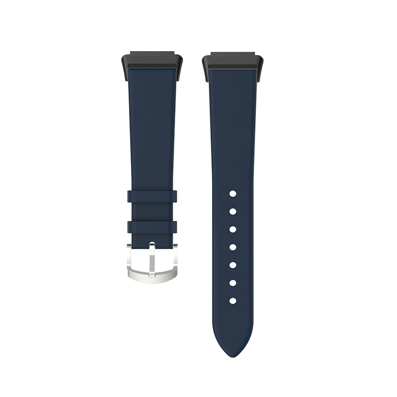 For Huawei Band 7 Genuine Leather Watch Band Replacement Strap with Metal Silver Buckle