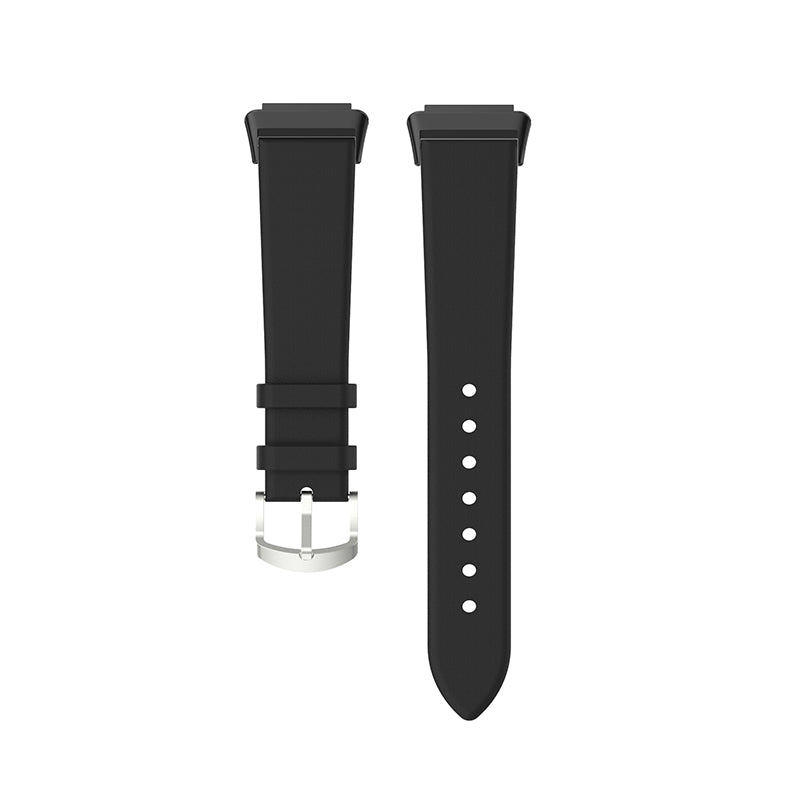 For Huawei Band 7 Genuine Leather Watch Band Replacement Strap with Metal Silver Buckle