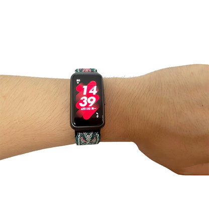 For Huawei Band 7 Stretchy Boho Watch Band Adjustable Elastic Nylon Strap Replacement Wristband