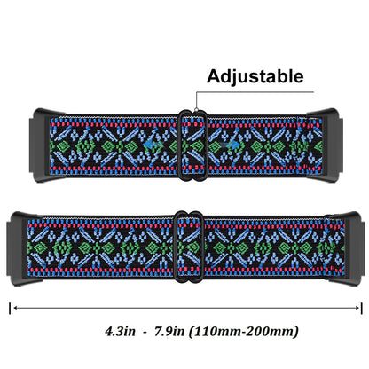 For Huawei Band 7 Stretchy Boho Watch Band Adjustable Elastic Nylon Strap Replacement Wristband