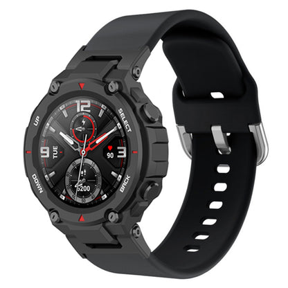For Huami Amazfit T-Rex  /  T-Rex Pro  /  Ares, Universal 22mm Watch Band Silicone Watch Strap Replacement Watchband with Square Buckle