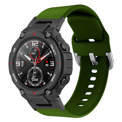 For Huami Amazfit T-Rex  /  T-Rex Pro  /  Ares, Universal 22mm Watch Band Silicone Watch Strap Replacement Watchband with Square Buckle