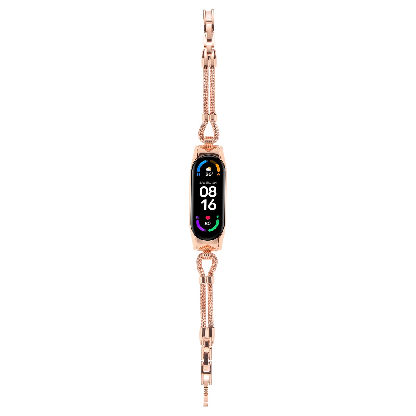 For Xiaomi Mi Band 7 Smart Watch Replacement Strap with Watch Case Delicate Copper Chain Metal Watchband