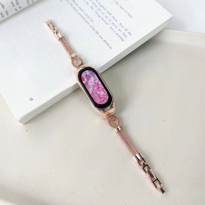 For Xiaomi Mi Band 7 Smart Watch Replacement Strap with Watch Case Delicate Copper Chain Metal Watchband