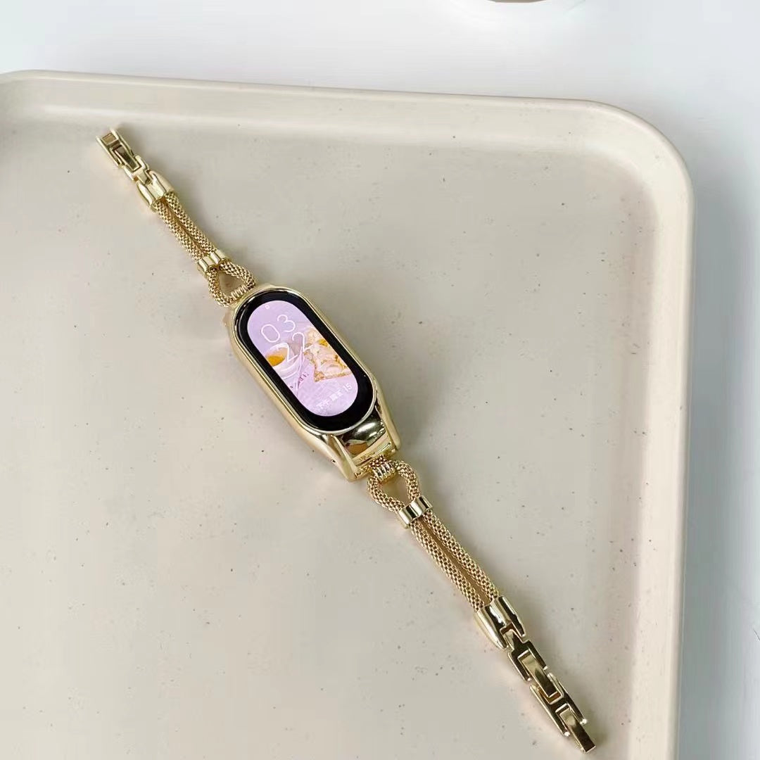 For Xiaomi Mi Band 7 Smart Watch Replacement Strap with Watch Case Delicate Copper Chain Metal Watchband