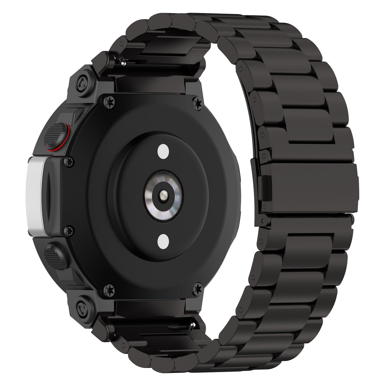 For Huami Amazfit T-Rex 2 Smart Watch Stainless Steel Watch Band Three Beads Strap Replacement with Tool