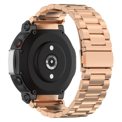 For Huami Amazfit T-Rex 2 Smart Watch Stainless Steel Watch Band Three Beads Strap Replacement with Tool