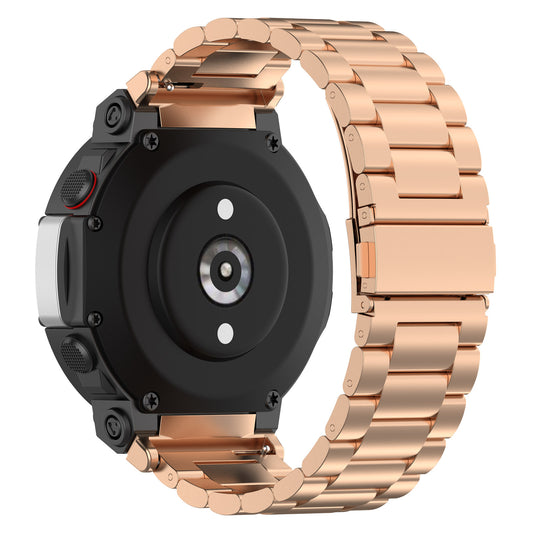 For Huami Amazfit T-Rex 2 Smart Watch Stainless Steel Watch Band Three Beads Strap Replacement with Tool