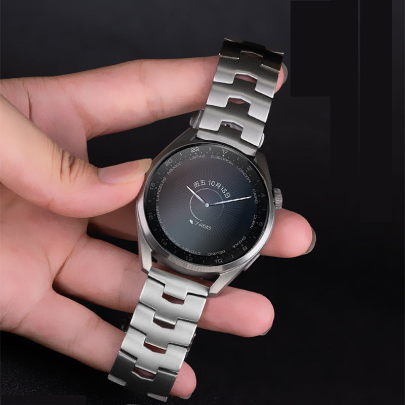 For Samsung Galaxy Watch3 45mm / Gear S3 Frontier / Gear S3 Classic / Huawei Watch GT3 Pro Titanium Steel Replacement Wrist Band 22mm Universal Watch Strap