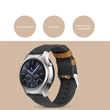 For Huawei Watch GT 3 Pro 43mm / 46mm / Watch GT 2 Pro 22mm Watch Strap Canvas Coated Genuine Leather Adjustable Wrist Band Replacement