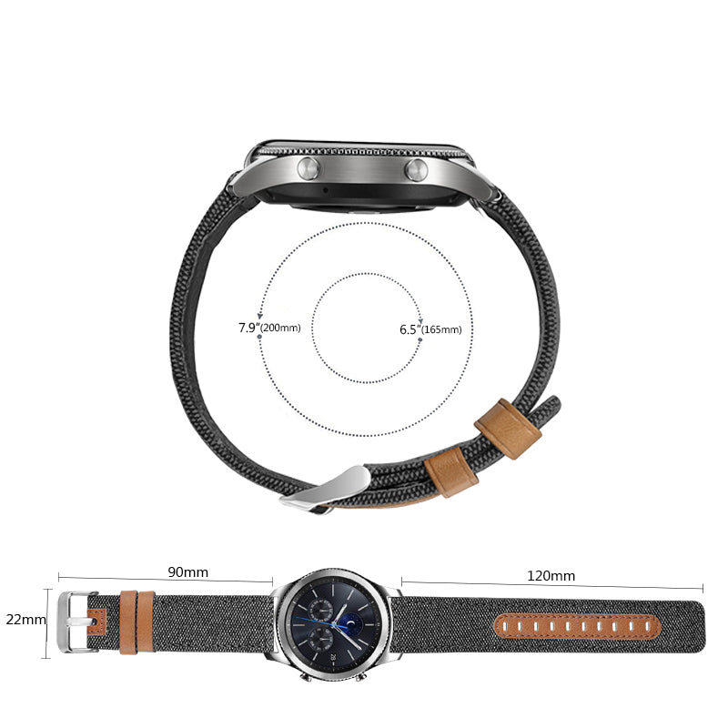 For Huawei Watch GT 3 Pro 43mm / 46mm / Watch GT 2 Pro 22mm Watch Strap Canvas Coated Genuine Leather Adjustable Wrist Band Replacement
