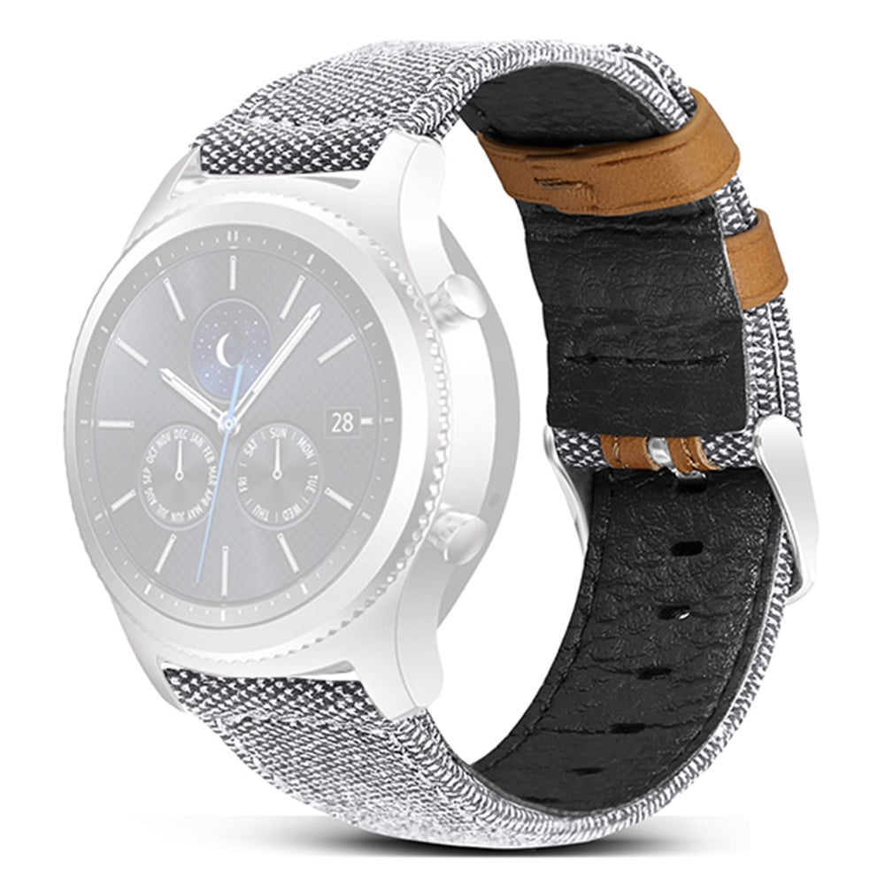 For Huawei Watch GT 3 Pro 43mm / 46mm / Watch GT 2 Pro 22mm Watch Strap Canvas Coated Genuine Leather Adjustable Wrist Band Replacement