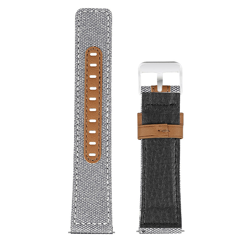 For Huawei Watch GT 3 Pro 43mm / 46mm / Watch GT 2 Pro 22mm Watch Strap Canvas Coated Genuine Leather Adjustable Wrist Band Replacement