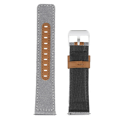 For Huawei Watch GT 3 Pro 43mm / 46mm / Watch GT 2 Pro 22mm Watch Strap Canvas Coated Genuine Leather Adjustable Wrist Band Replacement