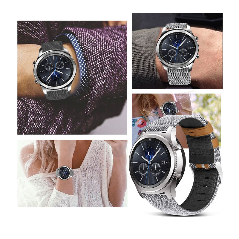For Huawei Watch GT 3 Pro 43mm / 46mm / Watch GT 2 Pro 22mm Watch Strap Canvas Coated Genuine Leather Adjustable Wrist Band Replacement