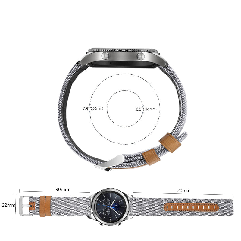 For Huawei Watch GT 3 Pro 43mm / 46mm / Watch GT 2 Pro 22mm Watch Strap Canvas Coated Genuine Leather Adjustable Wrist Band Replacement