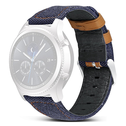 For Huawei Watch GT 3 Pro 43mm / 46mm / Watch GT 2 Pro 22mm Watch Strap Canvas Coated Genuine Leather Adjustable Wrist Band Replacement