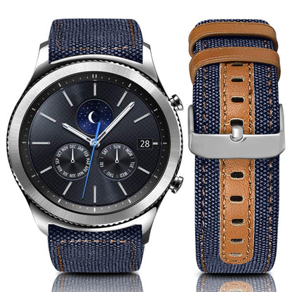 For Huawei Watch GT 3 Pro 43mm / 46mm / Watch GT 2 Pro 22mm Watch Strap Canvas Coated Genuine Leather Adjustable Wrist Band Replacement