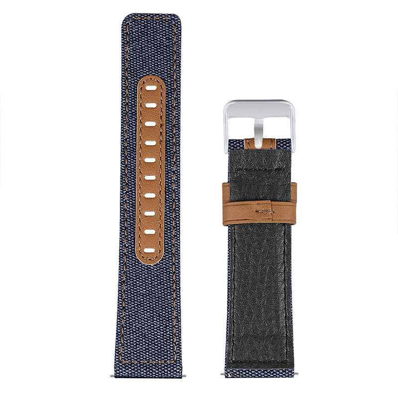 For Huawei Watch GT 3 Pro 43mm / 46mm / Watch GT 2 Pro 22mm Watch Strap Canvas Coated Genuine Leather Adjustable Wrist Band Replacement