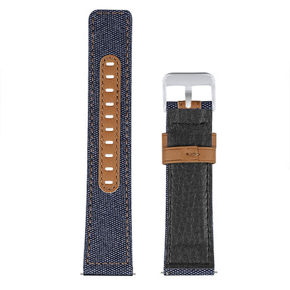 For Huawei Watch GT 3 Pro 43mm / 46mm / Watch GT 2 Pro 22mm Watch Strap Canvas Coated Genuine Leather Adjustable Wrist Band Replacement