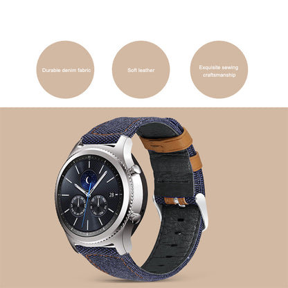 For Huawei Watch GT 3 Pro 43mm / 46mm / Watch GT 2 Pro 22mm Watch Strap Canvas Coated Genuine Leather Adjustable Wrist Band Replacement