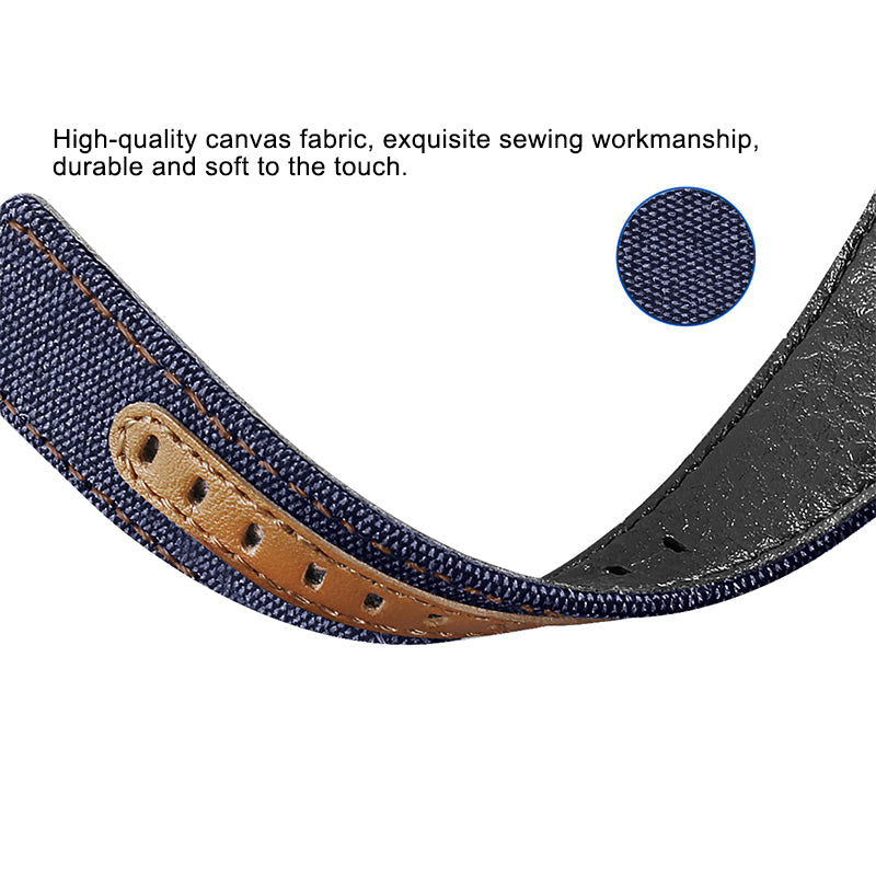 For Huawei Watch GT 3 Pro 43mm / 46mm / Watch GT 2 Pro 22mm Watch Strap Canvas Coated Genuine Leather Adjustable Wrist Band Replacement
