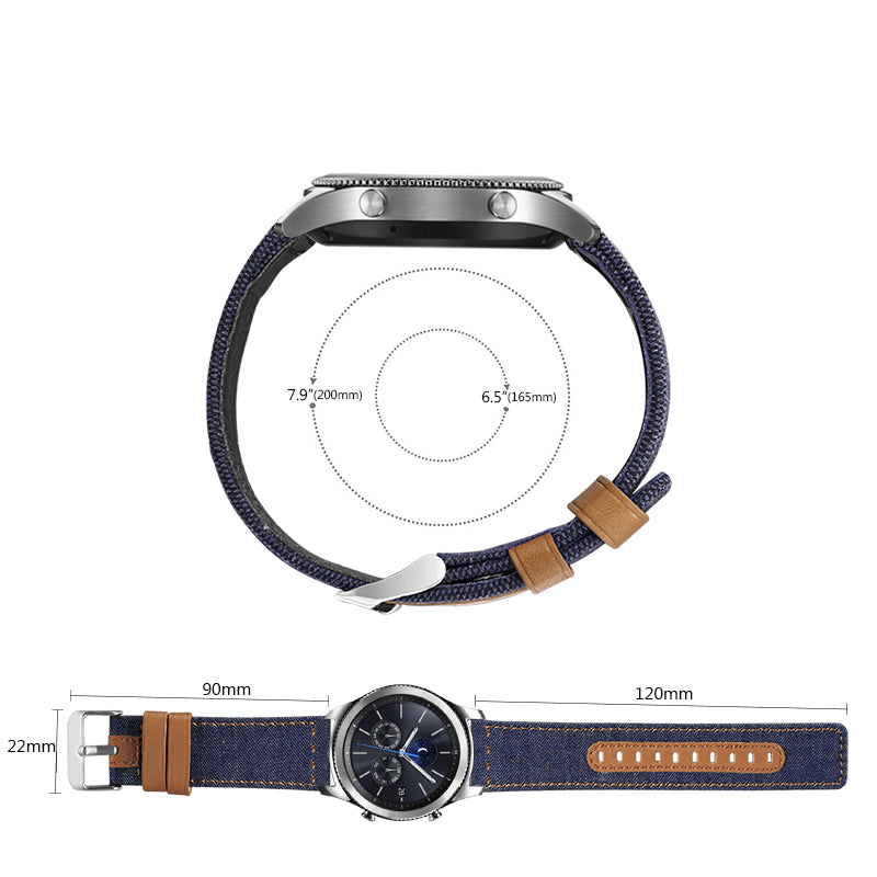 For Huawei Watch GT 3 Pro 43mm / 46mm / Watch GT 2 Pro 22mm Watch Strap Canvas Coated Genuine Leather Adjustable Wrist Band Replacement