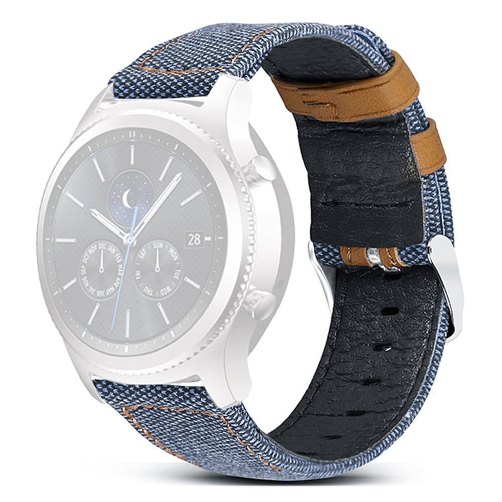 For Huawei Watch GT 3 Pro 43mm / 46mm / Watch GT 2 Pro 22mm Watch Strap Canvas Coated Genuine Leather Adjustable Wrist Band Replacement