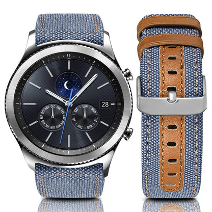 For Huawei Watch GT 3 Pro 43mm / 46mm / Watch GT 2 Pro 22mm Watch Strap Canvas Coated Genuine Leather Adjustable Wrist Band Replacement