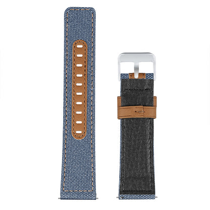 For Huawei Watch GT 3 Pro 43mm / 46mm / Watch GT 2 Pro 22mm Watch Strap Canvas Coated Genuine Leather Adjustable Wrist Band Replacement