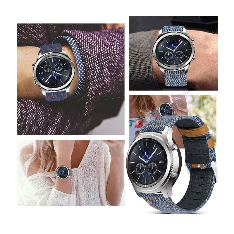 For Huawei Watch GT 3 Pro 43mm / 46mm / Watch GT 2 Pro 22mm Watch Strap Canvas Coated Genuine Leather Adjustable Wrist Band Replacement
