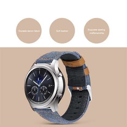 For Huawei Watch GT 3 Pro 43mm / 46mm / Watch GT 2 Pro 22mm Watch Strap Canvas Coated Genuine Leather Adjustable Wrist Band Replacement