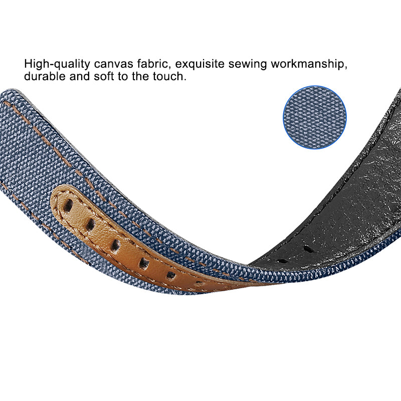 For Huawei Watch GT 3 Pro 43mm / 46mm / Watch GT 2 Pro 22mm Watch Strap Canvas Coated Genuine Leather Adjustable Wrist Band Replacement