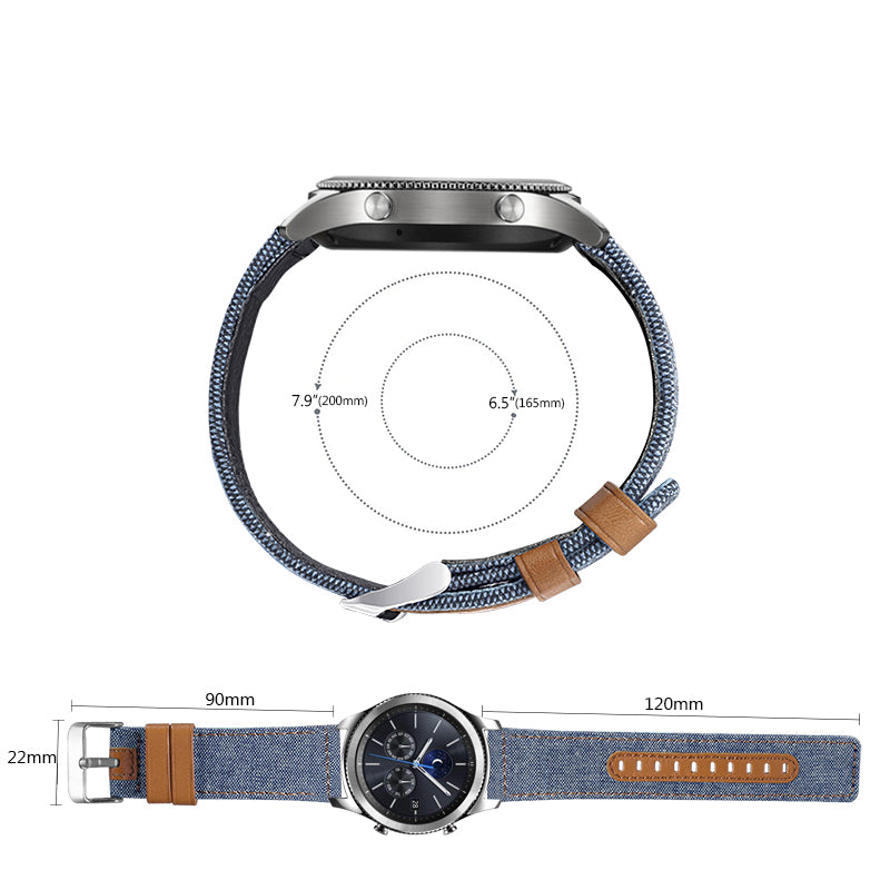 For Huawei Watch GT 3 Pro 43mm / 46mm / Watch GT 2 Pro 22mm Watch Strap Canvas Coated Genuine Leather Adjustable Wrist Band Replacement