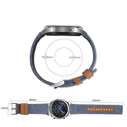 For Huawei Watch GT 3 Pro 43mm / 46mm / Watch GT 2 Pro 22mm Watch Strap Canvas Coated Genuine Leather Adjustable Wrist Band Replacement